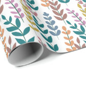 Botanische Blätter Wasserfarben Boho Geschenkpapier (Rolleneckpunkt)