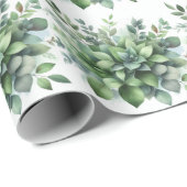 Botanische Blätter Wasserfarben Boho Geschenkpapier (Rolleneckpunkt)