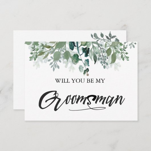 Botanische Blätter werden mein Trauzeuge sein Einladung (Vorne/Hinten)