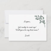 Botanische Blätter werden mein Trauzeuge sein Einladung (Rückseite)