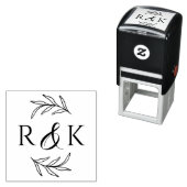 Botanische Blätter Wreath Ampersand und Initialen Permastempel (Beispiel)