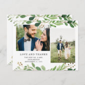 Botanische Blätter | Zwei Fotos Hochzeit Danke Postkarte (Vorne/Hinten)