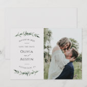 Botanische Blattgrüne Save the Date (Vorne/Hinten)