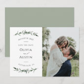 Botanische Blattgrüne Save the Date (Vorne/Hinten)