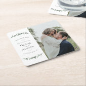 Botanische Blattgrüne Save the Date Rechteckiger Pappuntersetzer (angewinkelt)