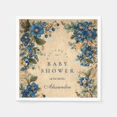 Botanische Blaubeer-Blumen-Baby-Party Serviette (Vorderseite)