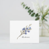 Botanische Blaubeeren Postkarte (Stehend Vorderseite)