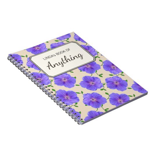 Botanische blaue Blumen auf irgendeiner Farbe Notizblock (Rechte Seite)