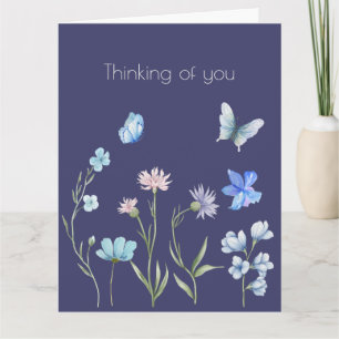 Botanische blaue Blumen "Denken an Dich" Karte