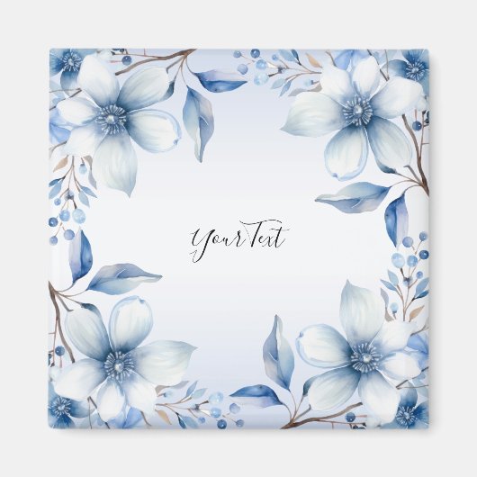 Botanische blaue Blumen Magnet (Vorne)