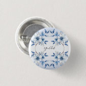 Botanische blaue Blumen-Taste Button (Vorne & Hinten)