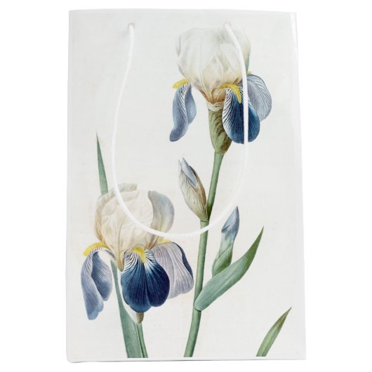 Botanische blaue Iris-Blumen BlumenRedoute Tasche Mittlere Geschenktüte (Vorderseite)