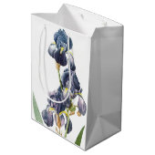 Botanische blaue Iris-Blumen BlumenRedoute Tasche Mittlere Geschenktüte (Rückseite Schrägansicht)