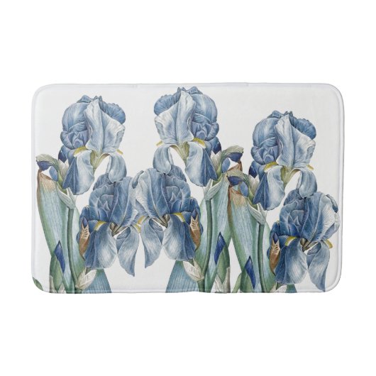 Botanische blaue Iris-Blumen Redoute Bad-Matte Badematte (Vorderseite)