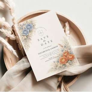 Botanische Blaue Rosen Hochzeit Save The Date