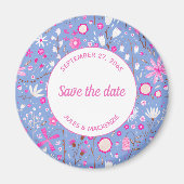 Botanische Blaue Wildblume Save the Date Magnet (Vorne)