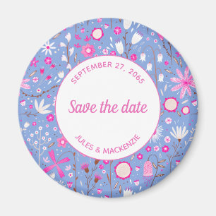 Botanische Blaue Wildblume Save the Date Magnet