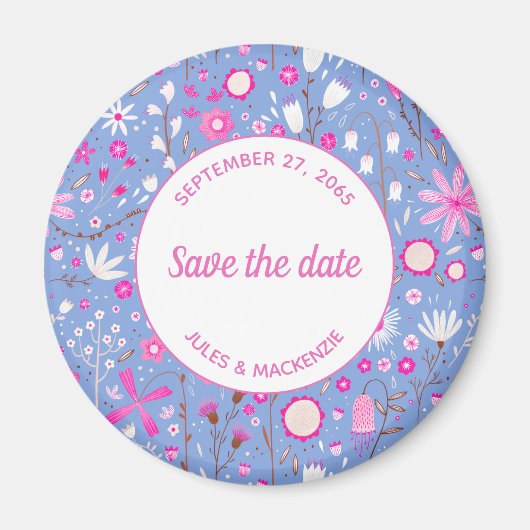 Botanische Blaue Wildblume Save the Date Magnet (Vorne)
