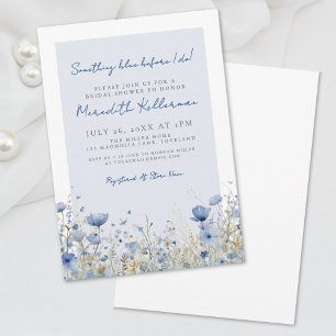 Botanische blaue Wildblumen-Hochzeitsdusche Einladung