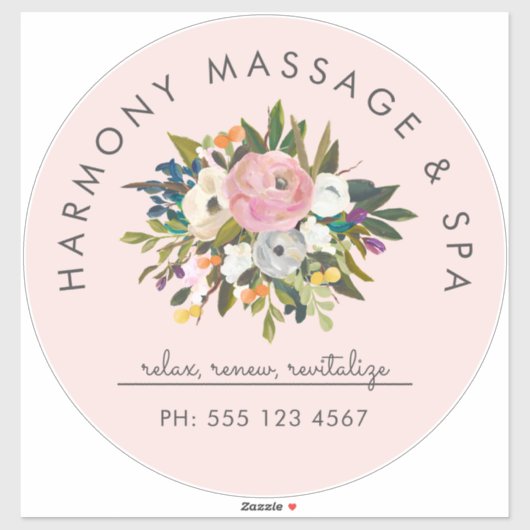 Botanische Bliss Eleganter, floraler, kurviger Tex Aufkleber (Blatt)