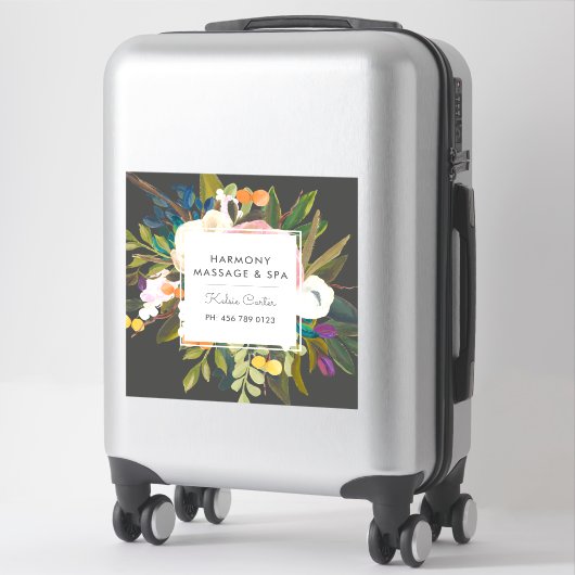 Botanische Bliss Moderne Elegante Blumen | Schwarz Aufkleber (Koffer)