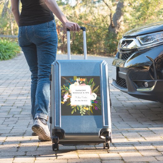 Botanische Bliss Moderne Elegante Blumen | Schwarz Aufkleber (Koffer Insitu)