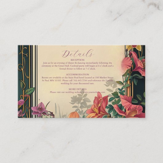 Botanische Bliss Wildblumen Jugendstil-Hochzeit Begleitkarte (Vorderseite)