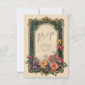 Botanische Bliss Wildblumen Jugendstil-Hochzeit RSVP Karte (Vorderseite)