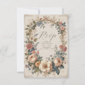 Botanische Bliss Wildblumen Jugendstil-Hochzeit RSVP Karte (Vorderseite)