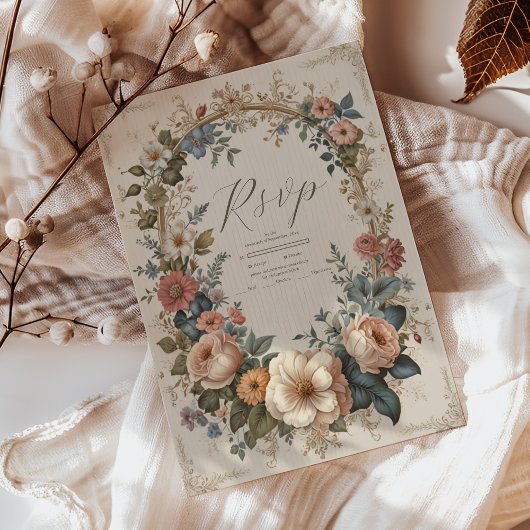 Botanische Bliss Wildblumen Jugendstil-Hochzeit RSVP Karte