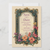 Botanische Bliss Wildblumen Jugendstil-Hochzeit Save The Date (Vorderseite)