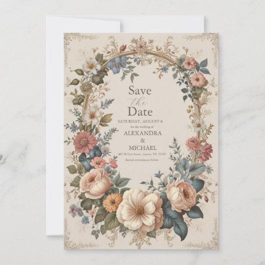 Botanische Bliss Wildblumen Jugendstil-Hochzeit Save The Date (Vorderseite)