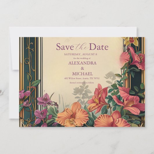 Botanische Bliss Wildblumen Jugendstil-Hochzeit Save The Date (Vorderseite)