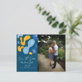 Botanische Blobs Save the Date Foto Postkarte (Stehend Vorderseite)