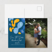 Botanische Blobs Save the Date Foto Postkarte (Vorne/Hinten)