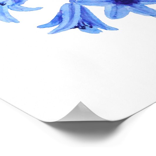 Botanische Bluebells Blume Aquarell Poster (Ecke)