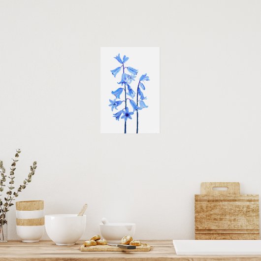 Botanische Bluebells Blume Aquarell Poster (Küche)