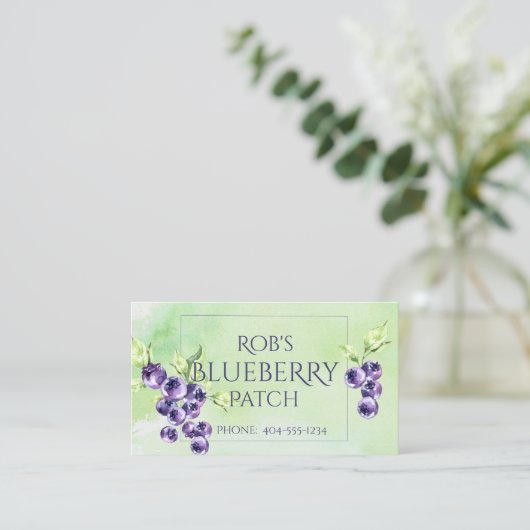 Botanische Blueberries-Visitenkarte Visitenkarte (Stehend Vorderseite)