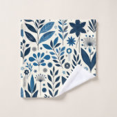 botanische Blues Badhandtuch Set (Waschlappen)