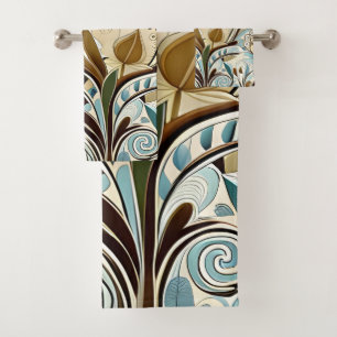 Botanische Blues und Browns Badhandtuch Set