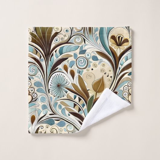 Botanische Blues und Browns Badhandtuch Set (Waschlappen)