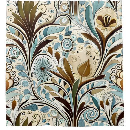 Botanische Blues und Browns Duschvorhang (Vorderseite)