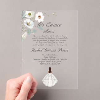 Botanische Blume Acryl Quinceanera Einladung
