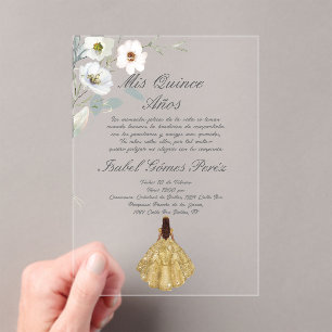 Botanische Blume Acryl Quinceanera Einladung