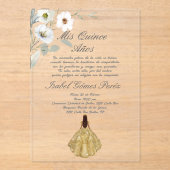 Botanische Blume Acryl Quinceanera Einladung (Vorderseite)