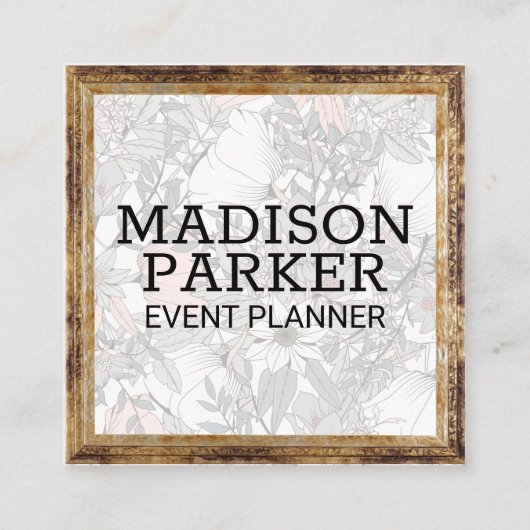 Botanische Blume | Antike Rahmen Quadratische Visitenkarte (Vorderseite)