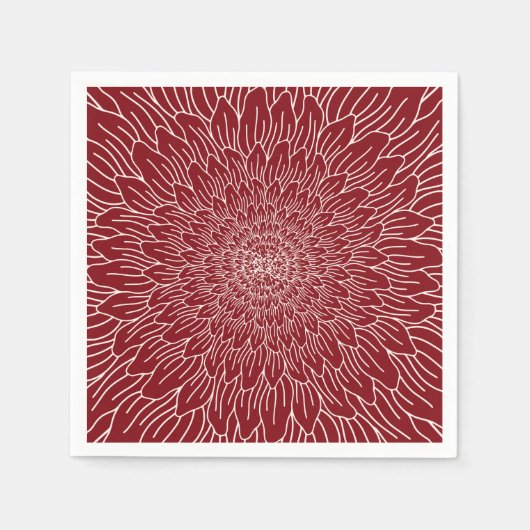 Botanische Blume aus Burgunder Rot Serviette (Vorderseite)