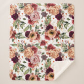 Botanische Blume aus Burgundy Red Orange fallen Sherpadecke (Vorderseite)