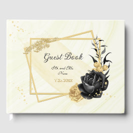 Botanische Blume aus Gold und Schwarz Gästebuch