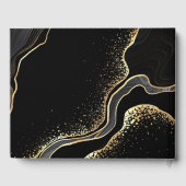 Botanische Blume aus Gold und Schwarz Gästebuch (Rückseite)